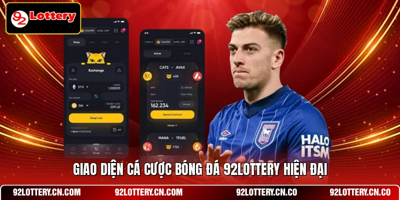 Giao diện cá cược bóng đá 92LOTTERY hiện đại